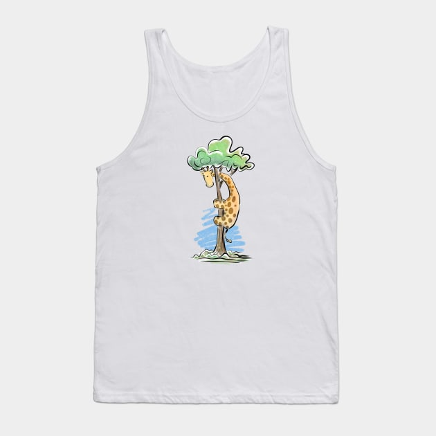 Giraffe in a tree Tank Top by Jason's Doodles